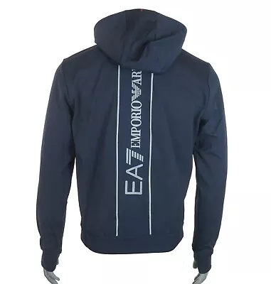 New Men's Emporio Armani EA7 Full Zip Hoodie Jacket Navy Stretch Zipped Pockets • £59.99