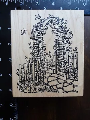 GARDEN ARCH TRELLIS ARBOR Scenery Landscape Cobblestone Rubber Stamp NORTHWOODS • $9.99