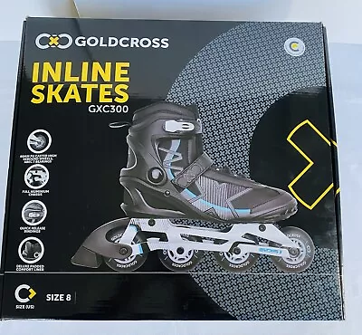 GOLDCROSS GXC300 Black Grey Blue Inline Skates Roller Blades Size US 8 NEW • $109.94