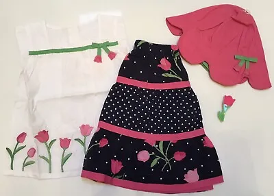 NWT Gymboree Girls Set With Tulips Blouseskirt Hat Ans Hair Clip Size 3 • $28.95