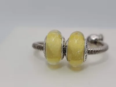 Authentic Pandora Disney Belle Yellow Murano Glass Charms • $25.99