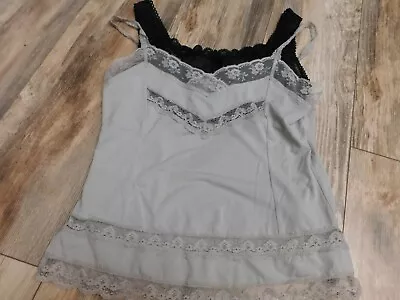 Victoria Secret Moda Intl Gray/black Lace Top Size Medium • $22.12