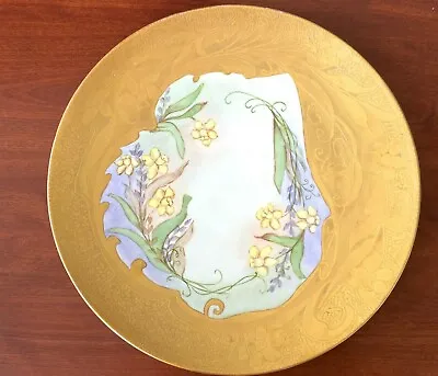 Antique Epiag 13  Platter Plate Hand-painted HEAVY Gilt Czechoslovakia RARE • $129