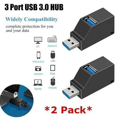 2 Pcs 3 Port USB 3.0 Hub Portable High Speed Splitter Box For PC Notebook Laptop • $5.25