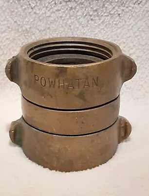 Vintage Powhatan Heavy Brass Firefighting Double Female Fire Hose Coupling • $29.99