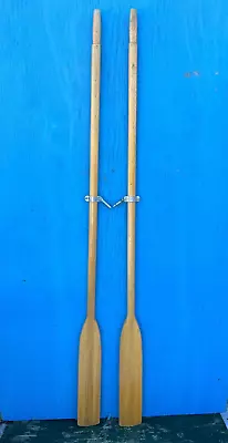 Vintage 2 Old Set Paddles Wooden Oars 77  Long GREAT Light Blond Finish + Locks • $149.97