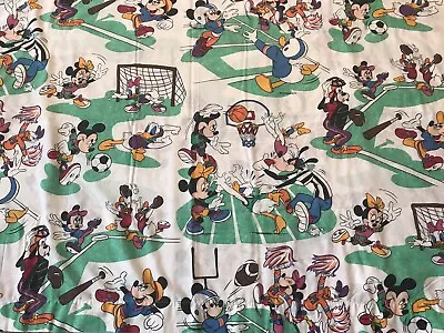 Vintage Pacific Disney Mickey & Minnie Mouse Twin Flat Sheet Sport Theme Fabric • $16.99