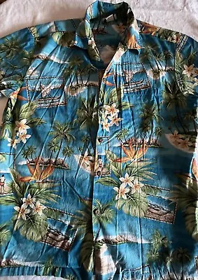 Vintage Hawaii Station Men’s Size Large Floral Hawaiian Shirt Tropical • $15