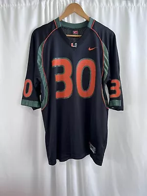 Nike Miami Hurricanes #30 Jersey Alonzo Highsmith Medium Black Authentic • $29.99