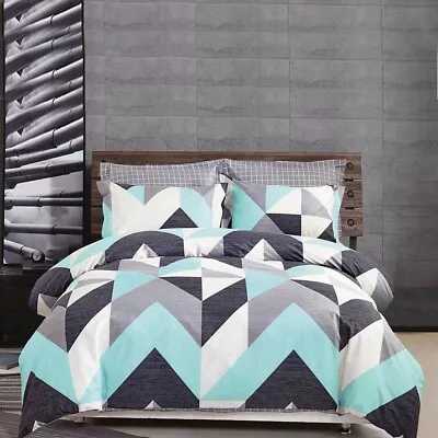 $69 • Buy Single/KS/Double/Queen/King/Super K 100% Cotton Quilt/Duvet Cover Set-Chevron