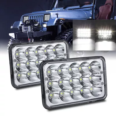 2Pc 4x6 Inch LED Headlights Sealed Beam HI/LO White 6000K For  Pickup JEEP Truck • $41.99
