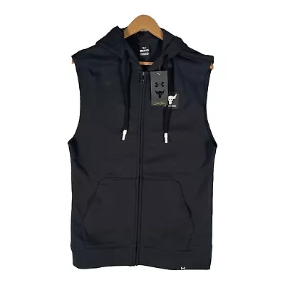 Under Armour Project Rock Hoodie Men's Size S Heavyweight Terry Sleeveless Zip • $29.22