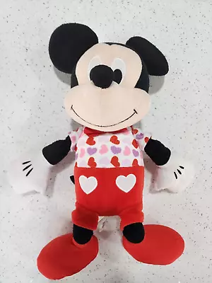 Disney Mickey Mouse Valentine’s Day Plush 18  Shirt With Hearts And Bow Tie EUC • $8.75