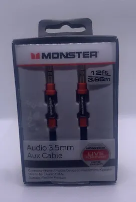 Monster 12-FT | 3.6 M Audio 3.5 MM AUX Cable Gold Contacts HD Audio Phone Tablet • $15.50