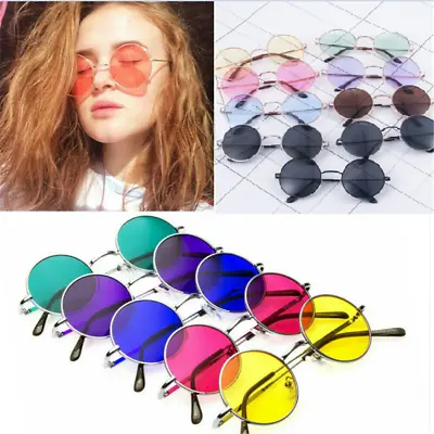 Colorful Round Sunglasses Vintage Creative Punk Glasses UV400 8 Colors • £3.71