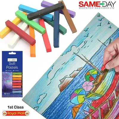 12 Pack Artists Soft Pastels Half Stick Assorted Colours Art Craft Colouring Set • £4.99