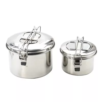 Outdoor Round Mess Kit Stainless Steel Backpaking Camping Mess Tin Bento Box • $26