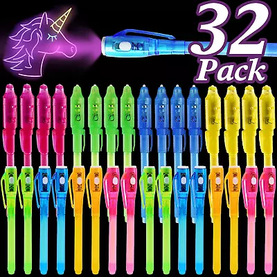 [ 2 Style ] 32 Pack Invisible Ink Pen With UV Black Light Secret Spy Pens Magic  • $27.99