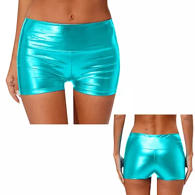 Womens Bottoms Festival Dance Shorts Shiny Activewear Metallic Costumes Club • $12.74