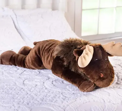 Plow & Hearth MOOSE 45” Long Laying Body Pillow Realistic Plush Jumbo NWT • $100