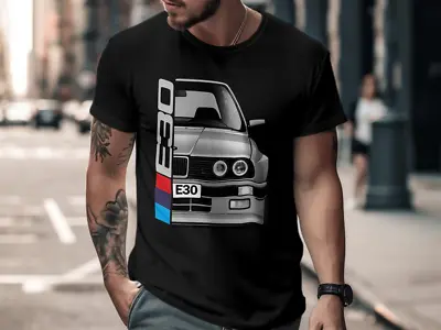 BMW E30 M3 325i M Graphic T-shirt Black Gray Sand Men Classic Tee Shirt Euro Car • $23.99