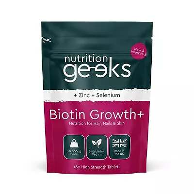 Biotin 10000mcg + Zinc & Selenium | 180 Tablets - Hair Growth Skin & Nails UK • £6.99