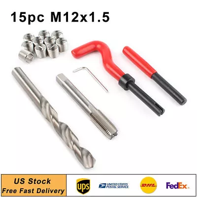 15PC M12 X 1.5 Metric Thread Repair Install Tool Insert Kit M12 Helicoil Coil US • $26.85