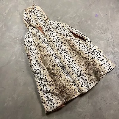 $199.99 • Buy VTG HOODED CAPE Faux Fur Leopard Cheetah Coat XL Trench Long Shawl Jacket