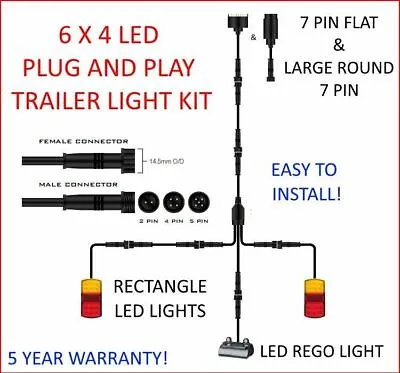$95 • Buy 6x4 TRAILER LED WIRE KIT EASY TO INSTALL PLUG AND PLAY WIRING RECTANGLE DIY