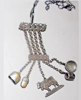 Vintage 40's Medieval Style Low Grade Silver Cow Cow Bell Acorn Etc Douuble • $99.50