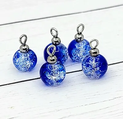 5 Dollhouse Miniature Christmas Tree Ornaments 1:12 1:6 Scale Glass Blue Crackle • $5.45