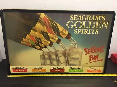 Vintage Seagrams Golden Spirits Serious Fun Light Up Bar Sign 21 1/2 X14  Works • $99.99