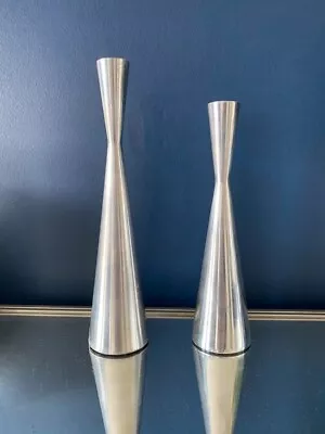 £13 • Buy Taper Candle Holders Silver Set Of 2 Candlesticks Home Decor Sticks Weighted