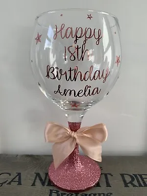 £8.99 • Buy Personalised Gin Glass - Any Name - Birthday 18th 21st 30th 40th 50th Rose Gold