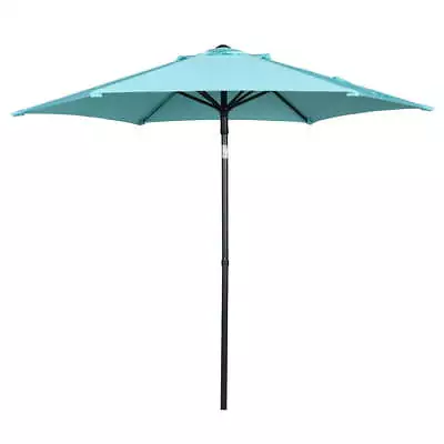 7.5 Ft Push-Up Round Market Umbrella6 Ribs Aqua • $35.68