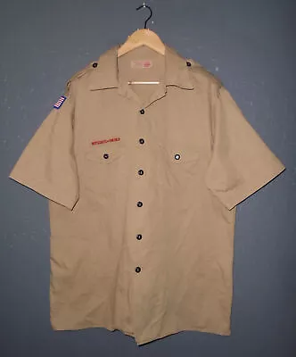 BOY SCOUTS Uniform Shirt BSA 100% Cotton Vintage Insignia Scout USA Mens XL • $59.99