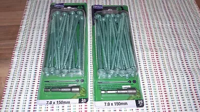 2 X Packs Wicks Heavy Duty Timber Screws Green Organic 7.0 X 150mm • £8.99