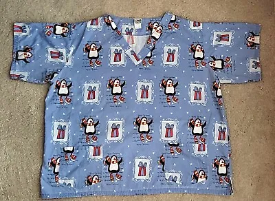 UA Scrubs Scrub Top Penguins Merry Christmas 57 Chest 21  Shoulders • $8.49