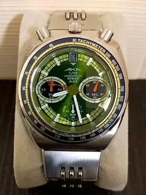 EXC SEIKO ALBA AKA Bullhead V657-6060 Vintage Flyback Quartz Green Watch JDM • $299