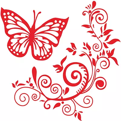 Red Butterfly Flower Vinyl Sticker Car Van Laptop Mirror Wall Art Window Decals • $10.70