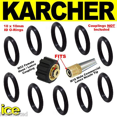 Karcher Hd & Hds Rubber Gasket Washers Seals Hose Lance Connector 10 O'rings • £3.99