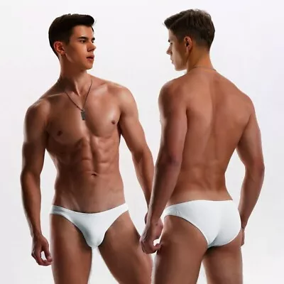 Mens Swim Briefs Thong Sexy White Swimsuit Fashion Beach Bikini Gay Bathing Suit • $25.99