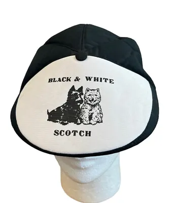 Black & White Scotch Tam Hat Scottish Terrier Westie Dog Vintage Cap Korea Snap • $84.99