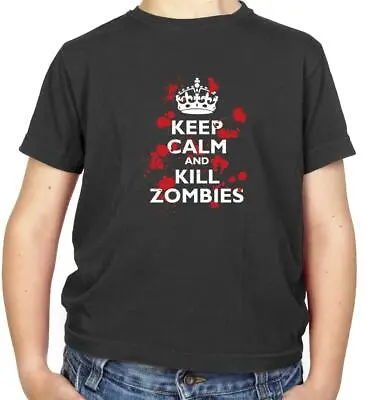 Keep Calm And Kill Zombies Kids T-Shirt - Undead - Walkers - Horror - Halloween • £11.95