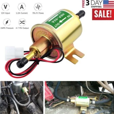 $7.56 • Buy 12V Universal 2.5-4PSI Gas Diesel Inline Low Pressure Electric Fuel Pump HEP-02A