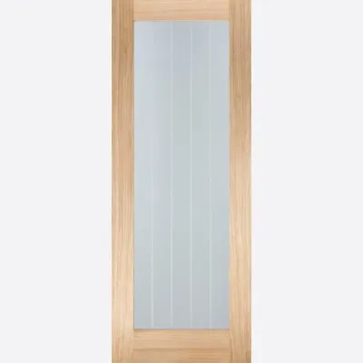 Internal Suffolk Pre Finished Oak Pattern 10 Clear Glazed Doors BAD DEFECTS • £44.99