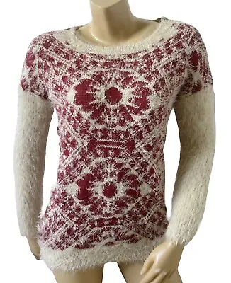 FU ZADE Womens Size Medium Tribal Print Plush Long Sleeve Pullover Sweater • $15.18