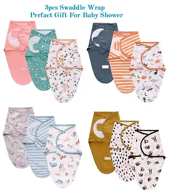 3pcs Baby Swaddle Blanket Wrap Newborn 0-6 Months Breathable Sleep Shower Gift • £8.99
