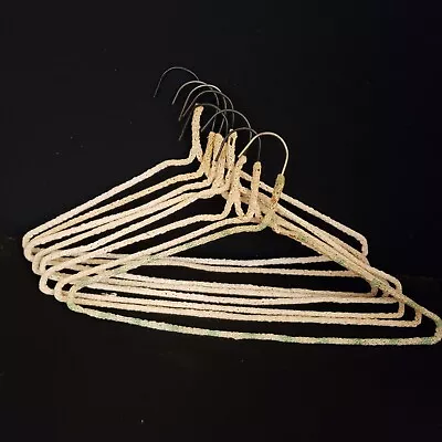 Vintage Lot Of 8 Hand Crocheted Boho Wire Hangers Handmade 16  • $18.95