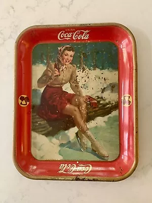 1941 Coca-Cola Serving Tray Ice Skater Girl American Art Works Coke Vintage • $20